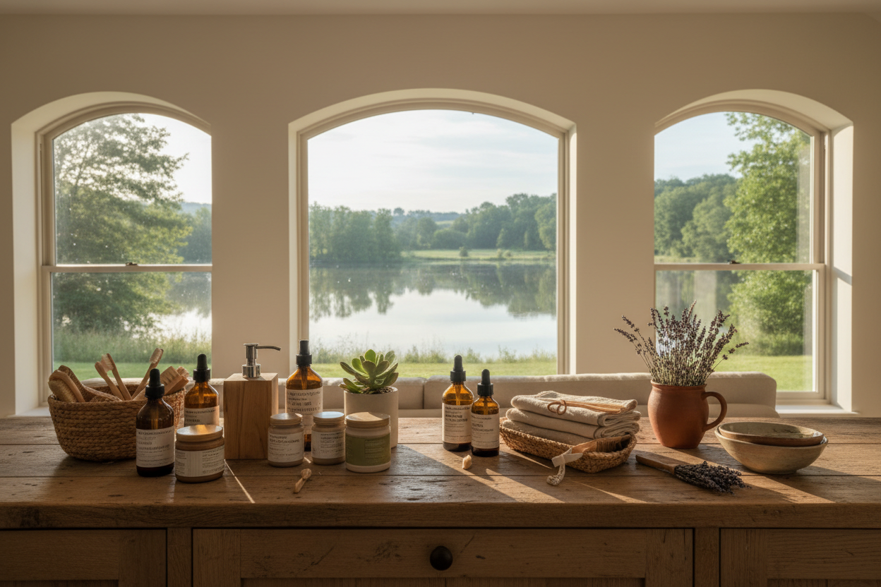 Farmhouse Lake View Lifestyle Hero